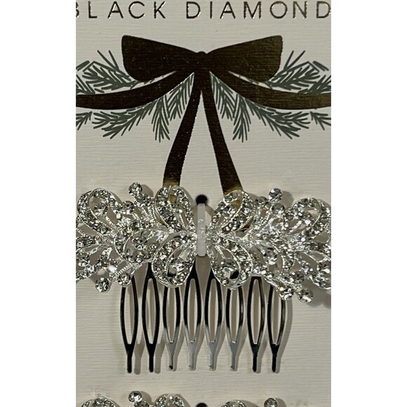 Bridal Wedding Hair Comb Set of 2 Silver Tone Rhinestone Embellished Floral - Picture 5 of 9